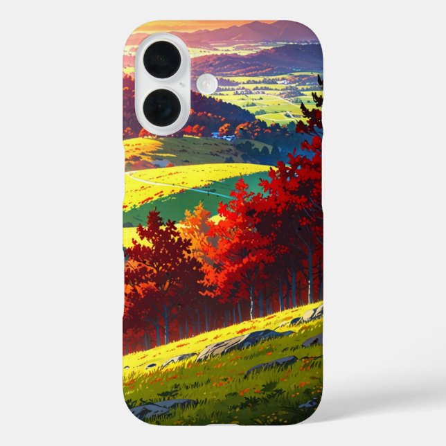 Aussicht auf das Herbsttal iPhone 16 Hülle (Rückseite)