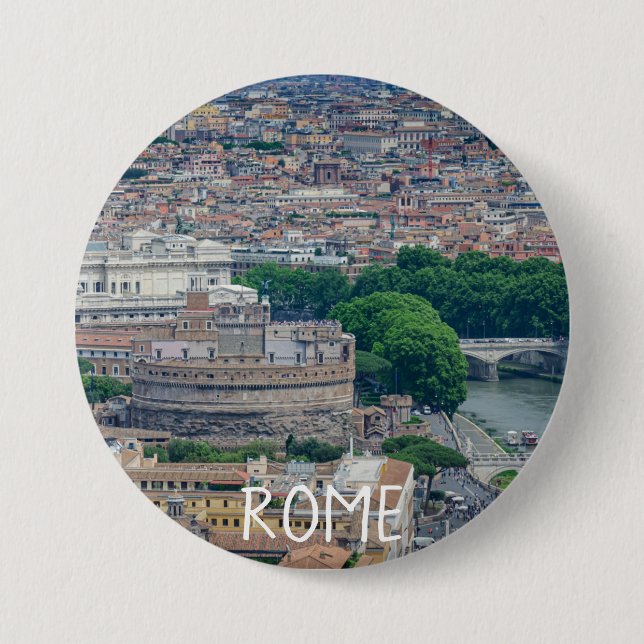 Aussicht auf das historische Stadtzentrum von Rom  Button (Vorderseite)