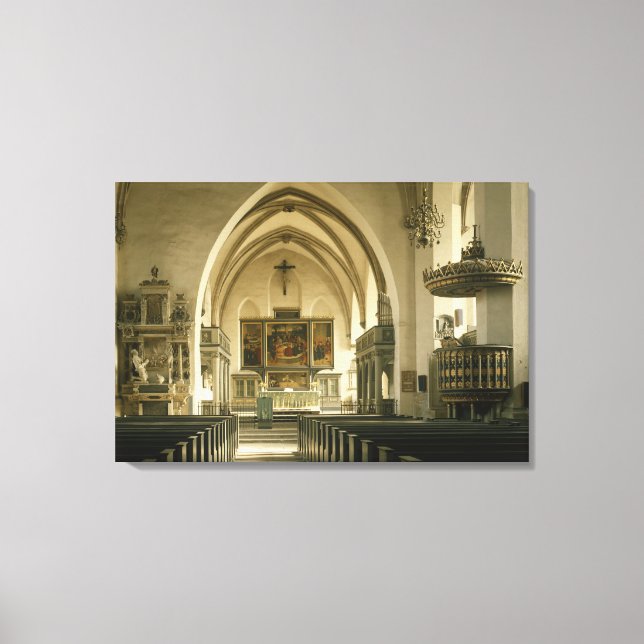 Aussicht auf das Innere der Kirche mit Leinwanddruck (Vorderseite)