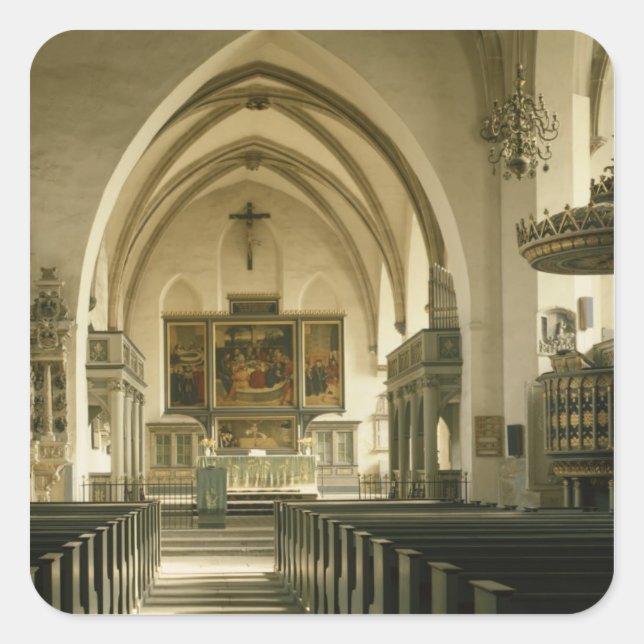 Aussicht auf das Innere der Kirche mit Quadratischer Aufkleber (Vorderseite)
