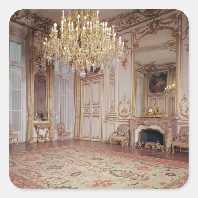 Aussicht auf das Innere des Grand Salon Quadratischer Aufkleber (Vorderseite)