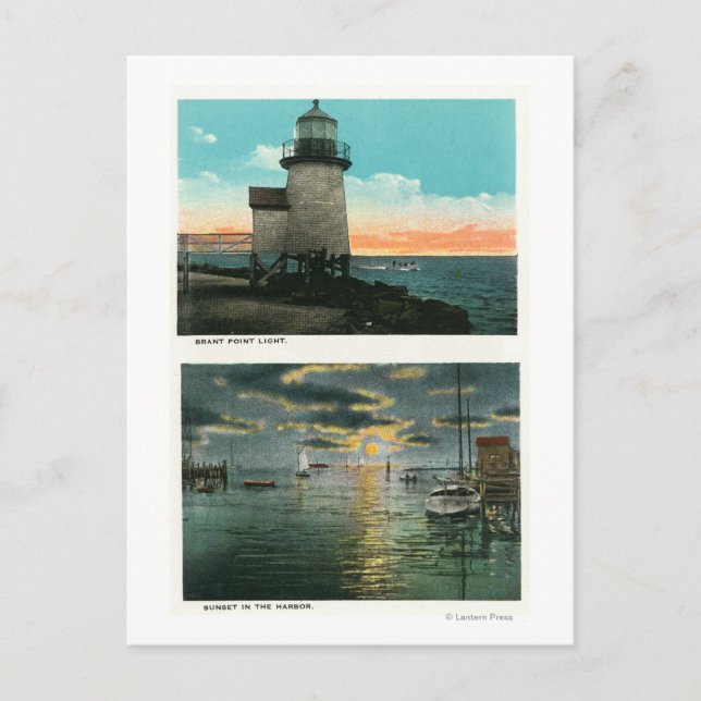 Aussicht auf das Leuchtturm von Brant Point Postkarte (Vorderseite)