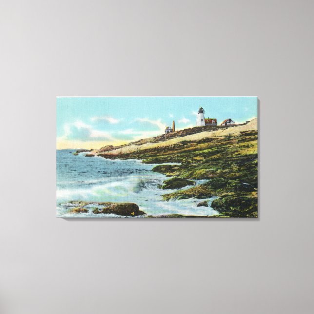 Aussicht auf das Leuchtturm von Pemaquid Leinwanddruck (Vorderseite)