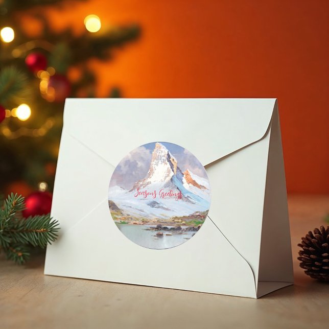 Aussicht auf das Matterhorn, Winter Runder Aufkleber (Von Creator hochgeladen)