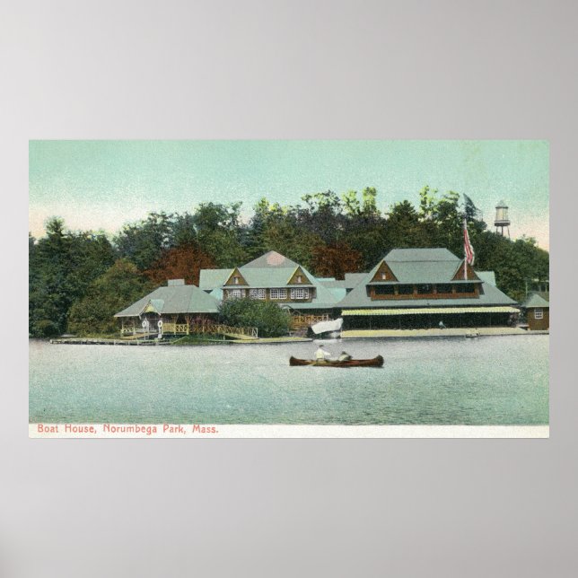 Aussicht auf das Norumbega Park Boat House Poster (Vorne)