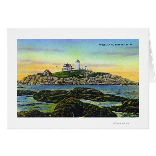 Aussicht auf das Nubble Lighthouse am York Beach (Vorderseite (Horizontal))