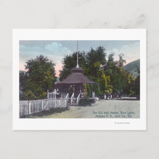 Aussicht auf das Old Well House am Blue Lake Postkarte (Vorderseite)