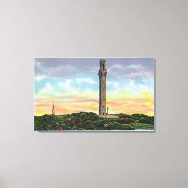 Aussicht auf das Pilgerdenkmal in der Provinz Leinwanddruck (Vorderseite)