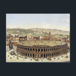 Aussicht auf das römische Amphitheater Verona, mit Postkarte<br><div class="desc">Bild:130088 Aussicht auf das römische Amphitheater Verona,  eingraviert durch L. Cherbuin (Farbstich) (Detail 130087). Majocchi,  P. (19. Jahrhundert) (danach). Private Sammlung,  The Stapleton Collection. Kunst,  Kunst.</div>