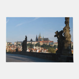 Aussicht auf das Schloss von der Karlsbrücke in Pr Fußmatte
