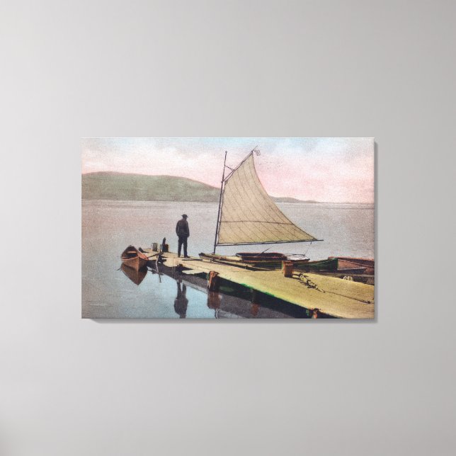 Aussicht auf das Segelboot von Utah Lake Provo, AB Leinwanddruck (Vorderseite)