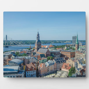 Aussicht auf das Stadtzentrum von Riga von oben Fotoplatte