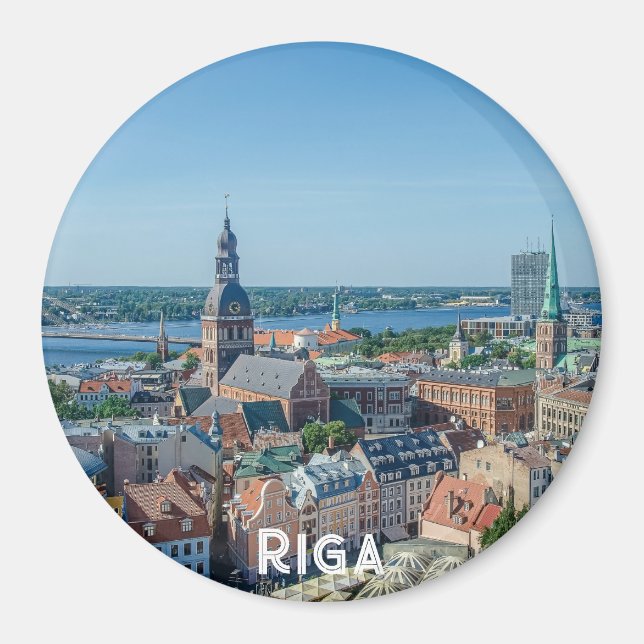 Aussicht auf das Stadtzentrum von Riga von oben Magnet (Vorne)