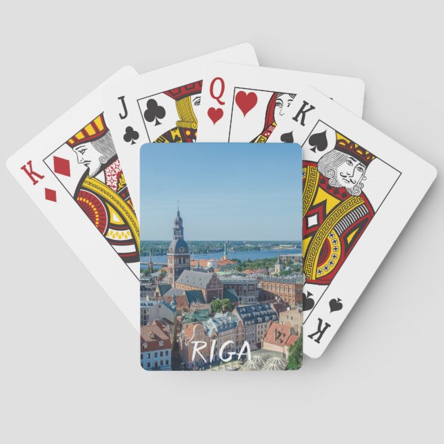Aussicht auf das Stadtzentrum von Riga von oben Spielkarten (Rückseite)