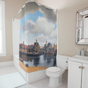 Aussicht auf Delft, Johannes Vermeer Duschvorhang