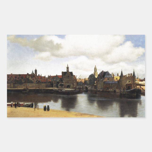 Aussicht auf Delft von Johannes Vermeer Rechteckiger Aufkleber (Vorderseite)