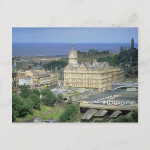 Aussicht auf den Bahnhof Waverley, Edinburgh, Postkarte