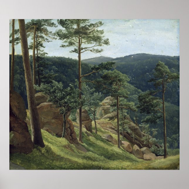 Aussicht auf den Berg Brocken, 1829 Poster (Vorne)