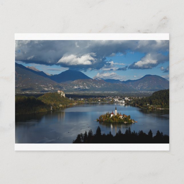 Aussicht auf den Bled-See von Ojstrica Postkarte (Vorderseite)