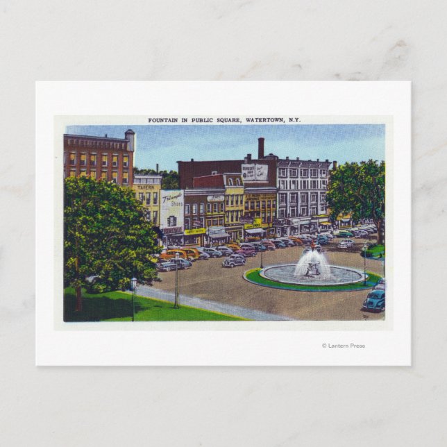 Aussicht auf den Brunnen auf dem öffentlichen Plat Postkarte (Vorderseite)