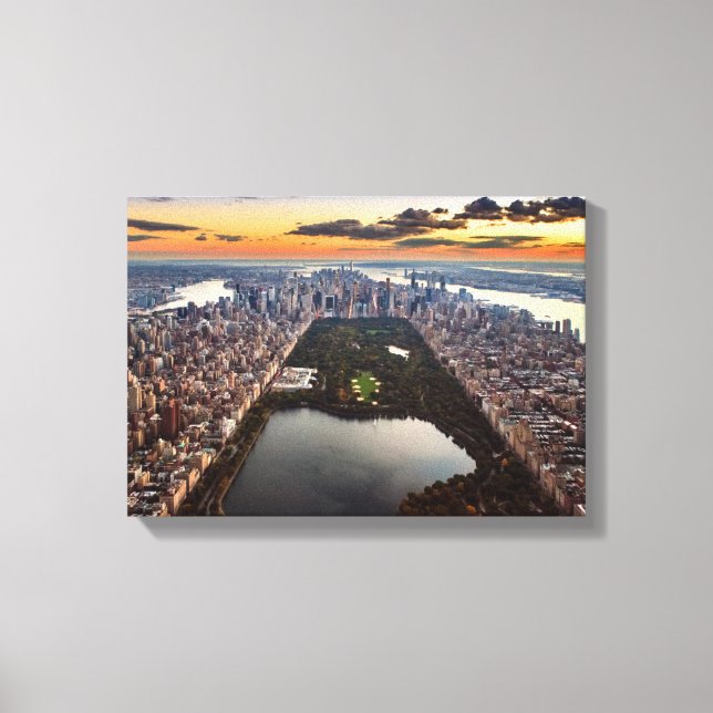 Aussicht auf den Central Park bei Sonnenuntergang Leinwanddruck (Vorderseite)
