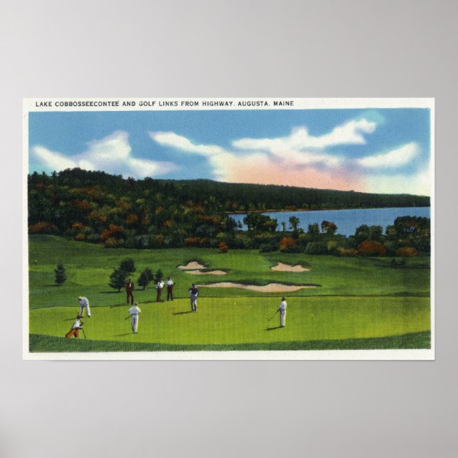 Aussicht auf den Cobbosseeconte und die Golfanlage Poster (Vorne)