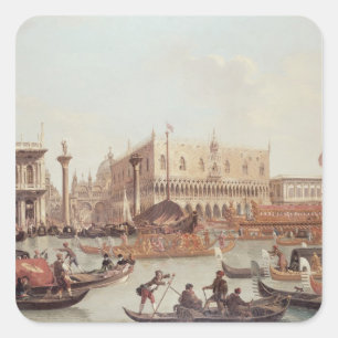 Aussicht auf den Dogenpalast und die Piazzetta Quadratischer Aufkleber