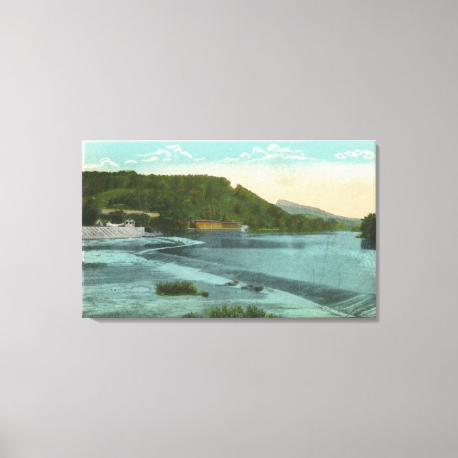 Aussicht auf den Fluss Chenango und den Damm Leinwanddruck (Vorderseite)