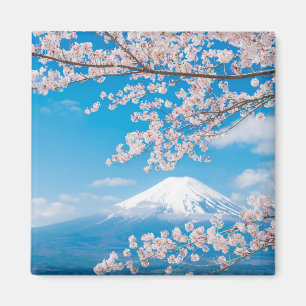 Aussicht auf den Fuji mit Kirschblüten Magnet