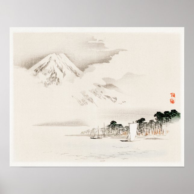 Aussicht auf den Fuji von Kōno Bairei (1844-1895) Poster (Vorne)