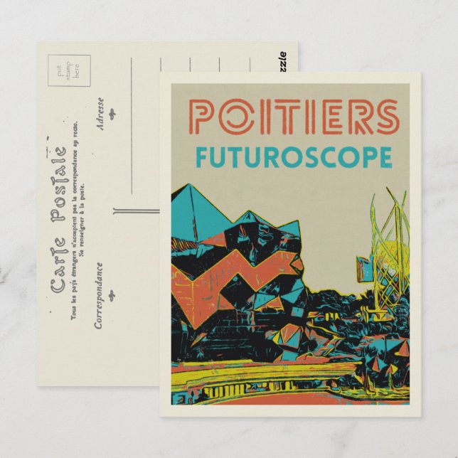 Aussicht auf den futuroscope Themenpark Poitiers,  Postkarte (Vorne/Hinten)