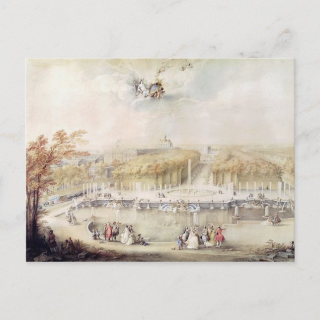 Aussicht auf den Garten und das Schloss von Versai Postkarte (Vorderseite)