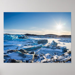 Aussicht auf den gefrorenen Gletschersee Poster