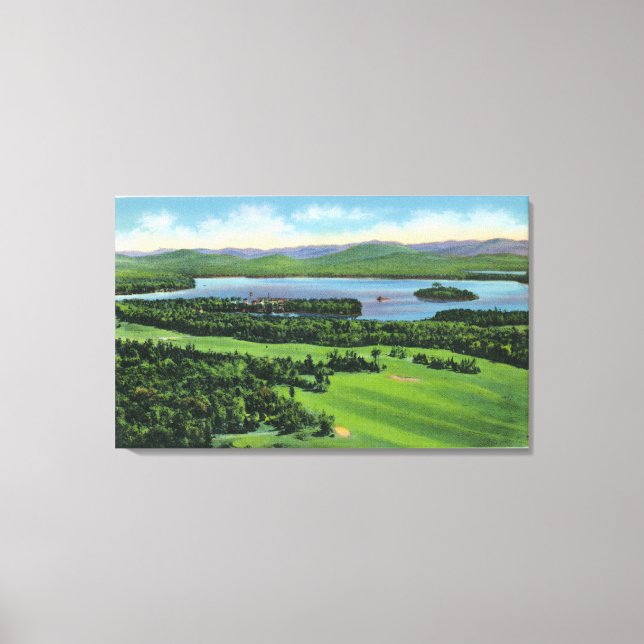 Aussicht auf den Golfplatz von Saranac Inn Leinwanddruck (Vorderseite)