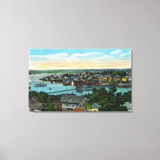 Aussicht auf den Hafen von Boothbay Leinwanddruck (Vorderseite)