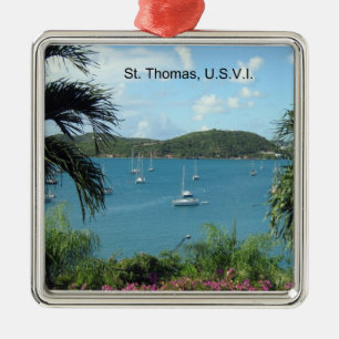 Aussicht auf den Hafen von St. Thomas Silbernes Ornament