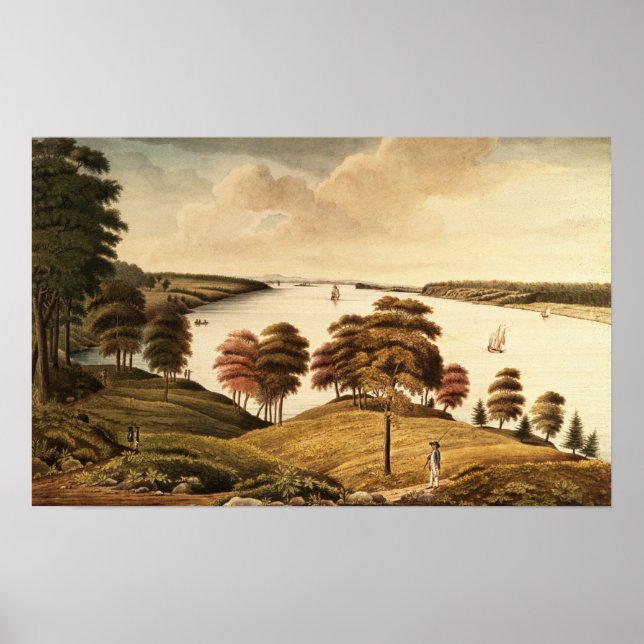 Aussicht auf den Hudson River von Fort Knyphansen Poster (Vorne)