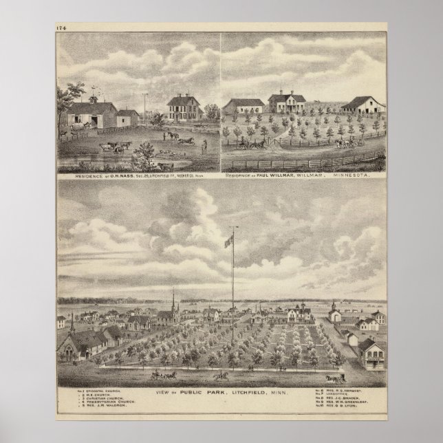 Aussicht auf den Park und die Residenz in Minnesot Poster (Vorne)