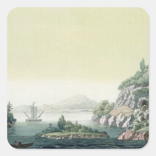 Aussicht auf den Potomac bei Monte Vernon (colou) Quadratischer Aufkleber (Vorderseite)