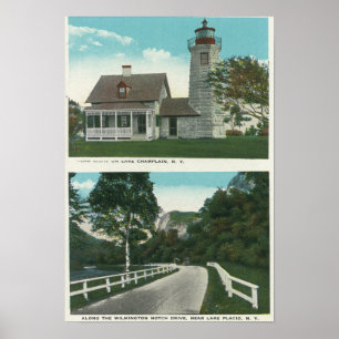 Aussicht auf den See Champlain Leuchtturm Poster