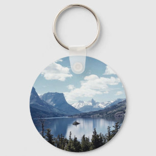 Aussicht auf den See Rocky Mountain, Glacier Natio Schlüsselanhänger