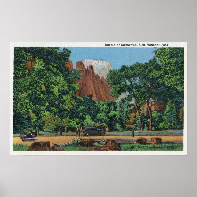 Aussicht auf den Tempel von Sinawava Poster (Vorne)