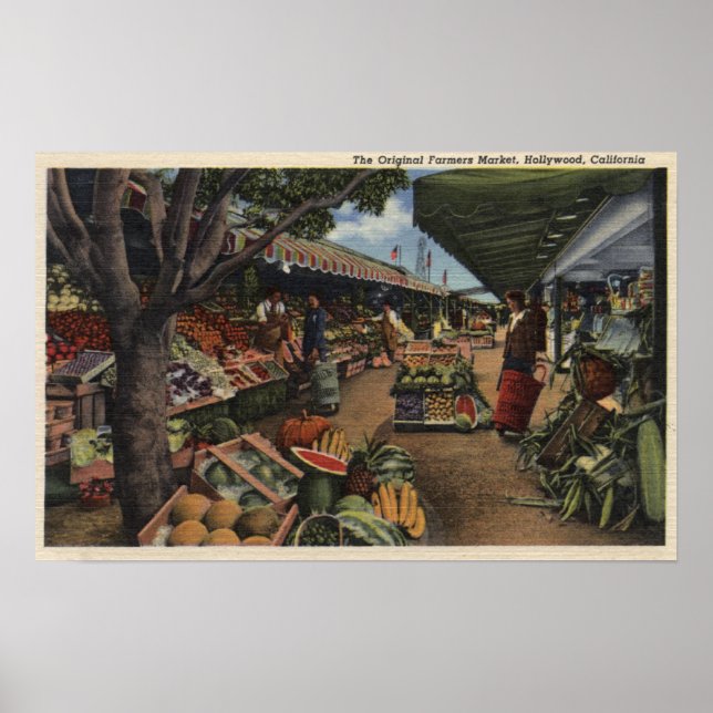Aussicht auf den ursprünglichen Bauernmarkt Poster (Vorne)