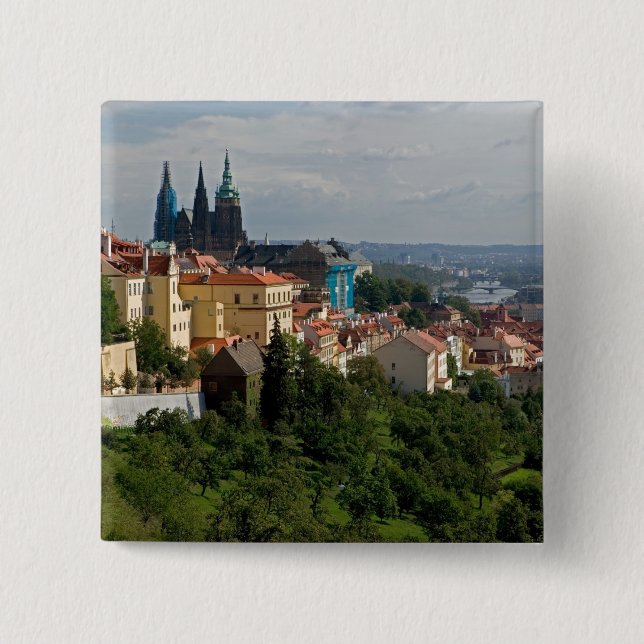 Aussicht auf den Vitus-Dom, Prag, Tschechien Button (Vorderseite)