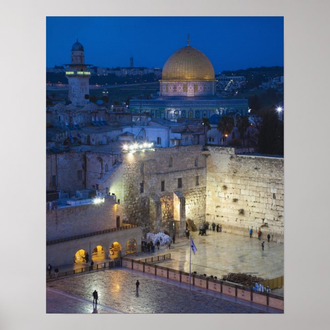 Aussicht auf den Western Wall Plaza, später Abend Poster (Vorne)