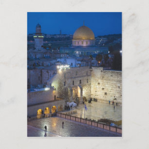 Aussicht auf den Western Wall Plaza, später Abend Postkarte