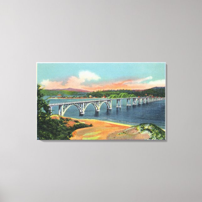 Aussicht auf die Alsea Bay Bridge Leinwanddruck (Vorderseite)