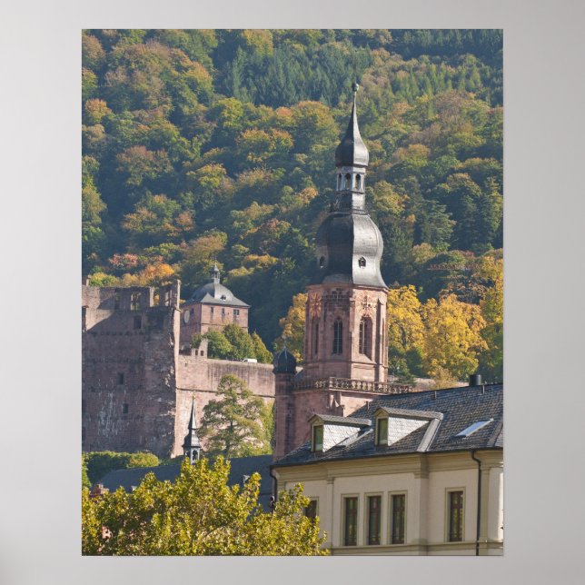 Aussicht auf die Altstadt von Heidelberg Poster (Vorne)