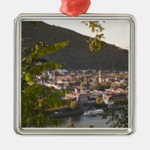 Aussicht auf die Altstadt von Heidelberg Silbernes Ornament