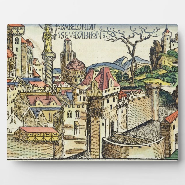 Aussicht auf die antike Stadt Babylon, vom Nure Fotoplatte (Vorderseite)